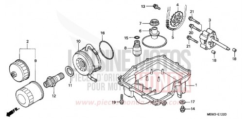 CARTER D'HUILE/POMPE A HUILE CBR600F1 de 2001